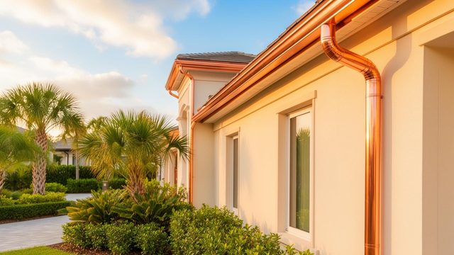 Beautiful Central Florida home with seamless gutters professionally installed along the roofline